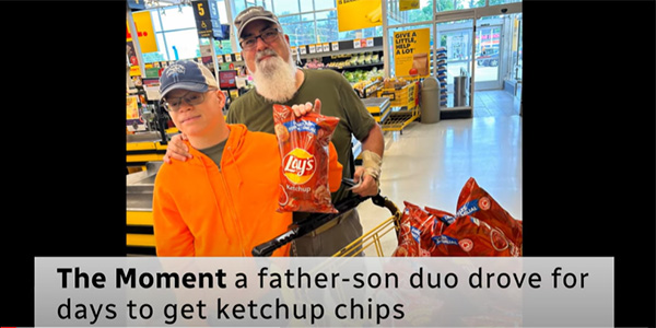 Rich purchasing ketchup potato chips